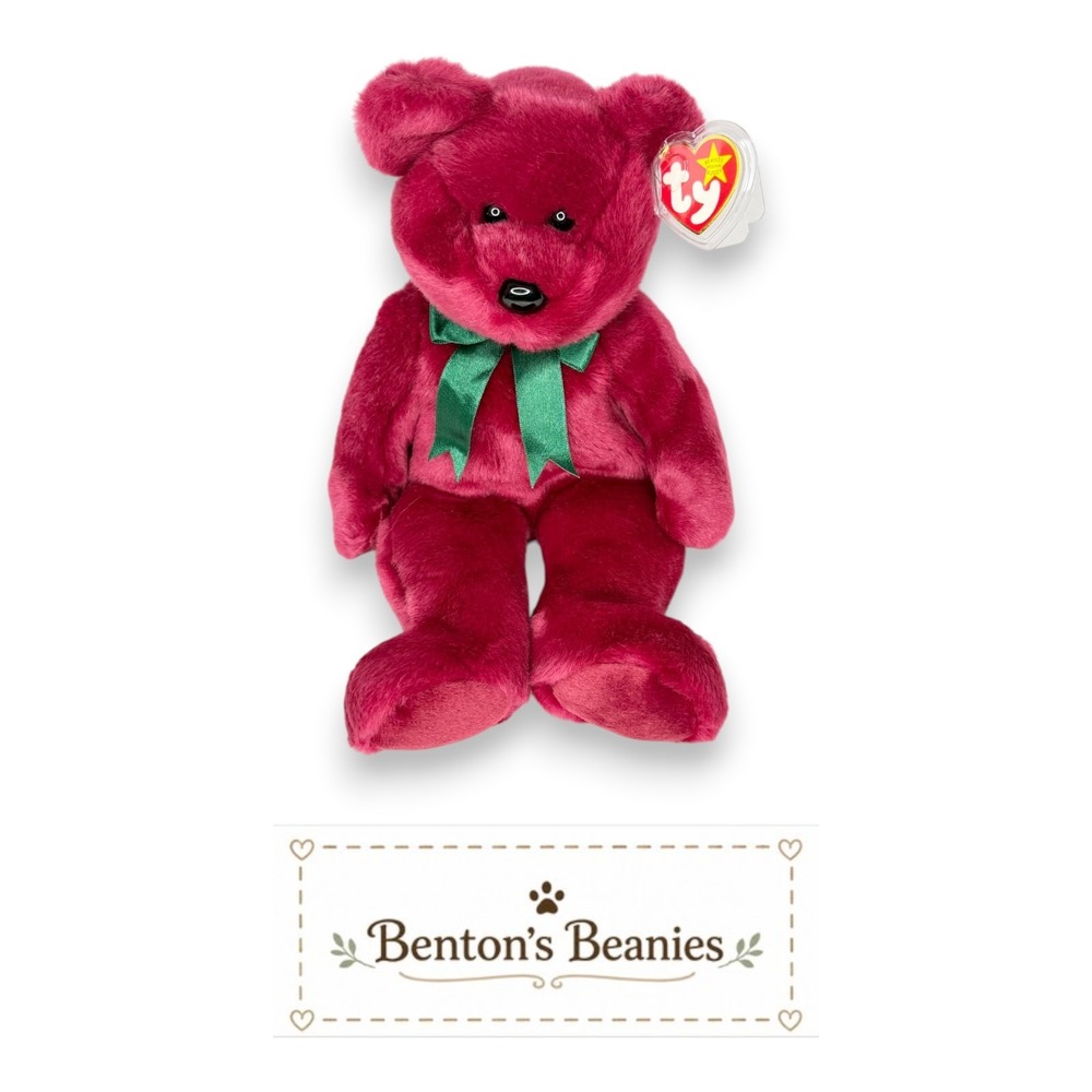 Teddy Cranberry Bear Ty Beanie Buddy | Holiday Classic ❤️ | Mint Heart Tag ⭐